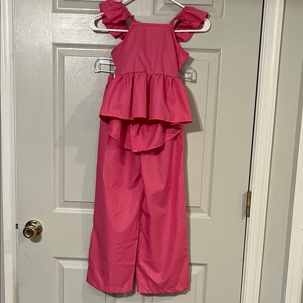 Pink Ruffled Girls Pants Suit Suit Size 6 NWOT